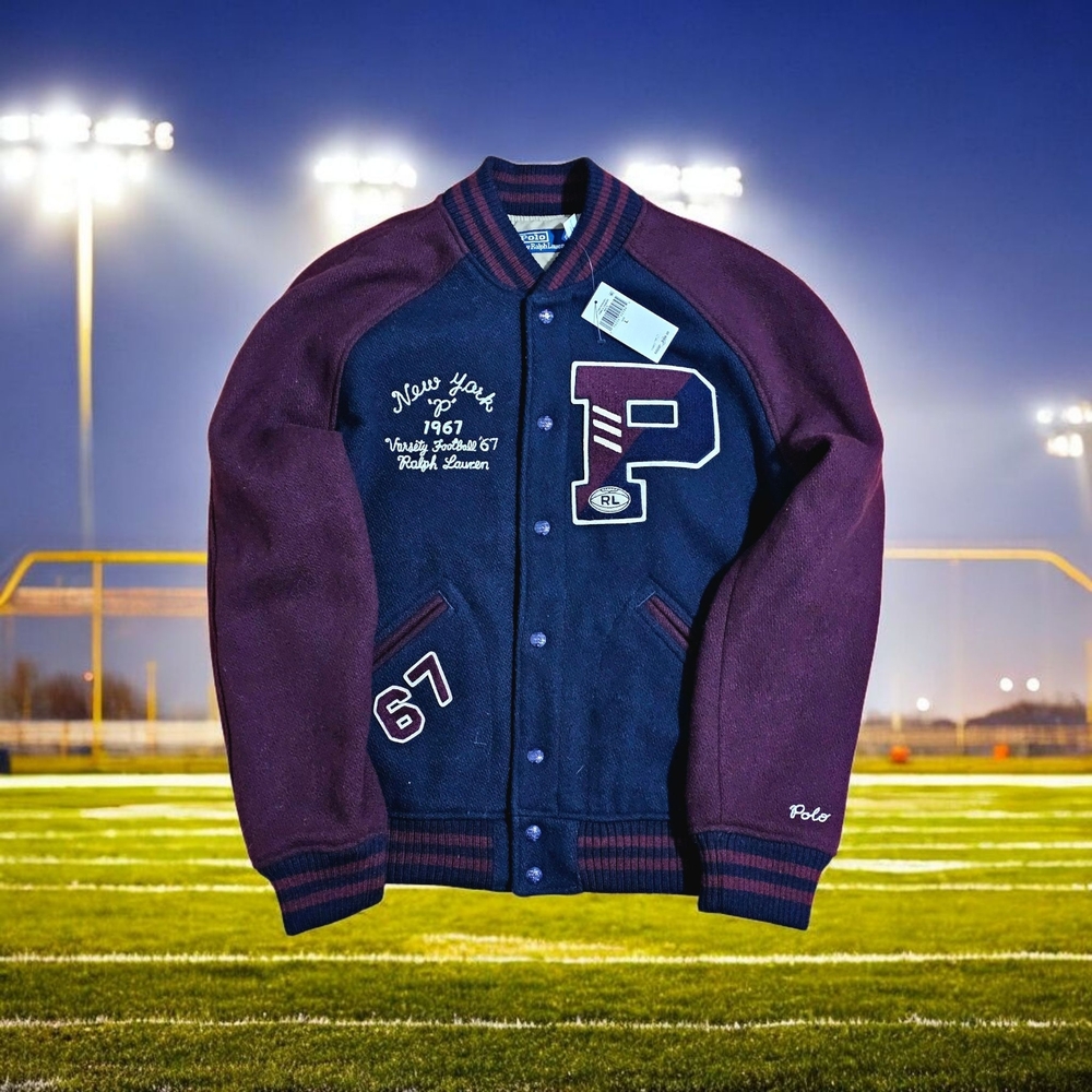 Polo by Ralph Lauren Men's Varsity Jacket - Burgundy and Navy